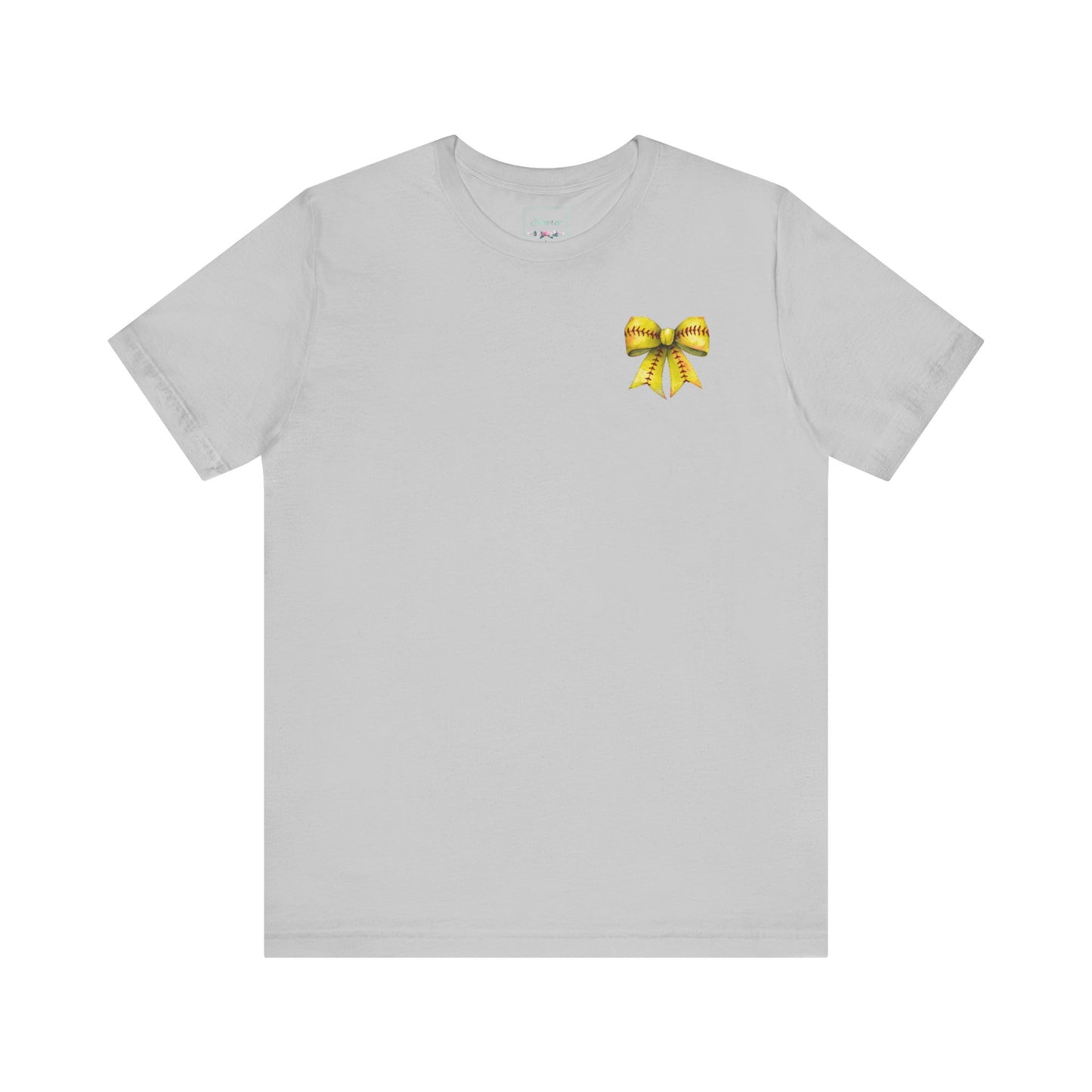 Coquette Bow Front Softball Mom Rear T Shirt (Light)