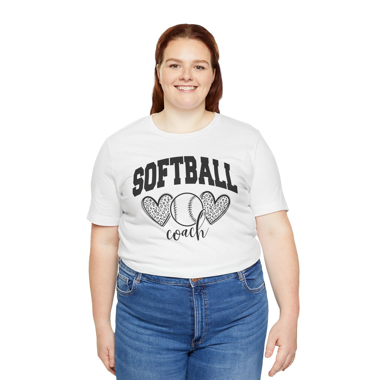 Softball Coach Hearts T Shirt (Light)