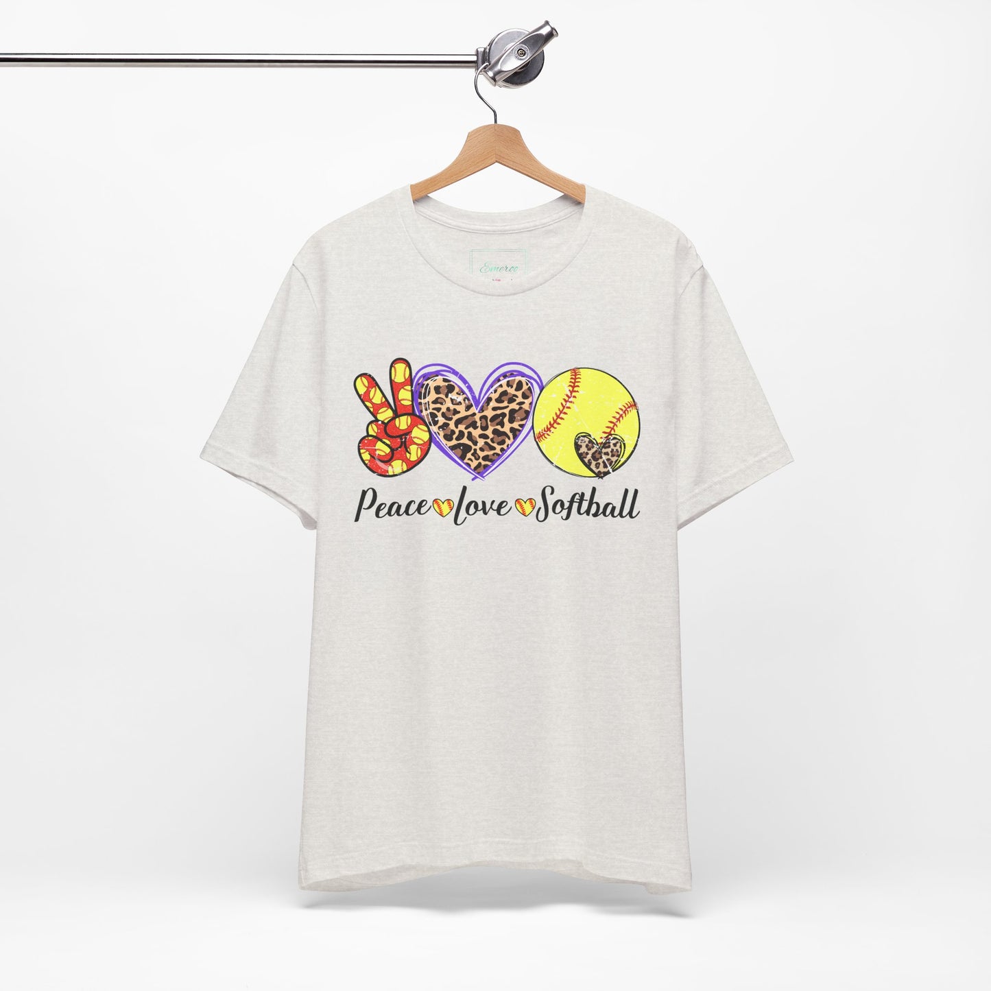 Peace Love Softball T Shirt (Light)