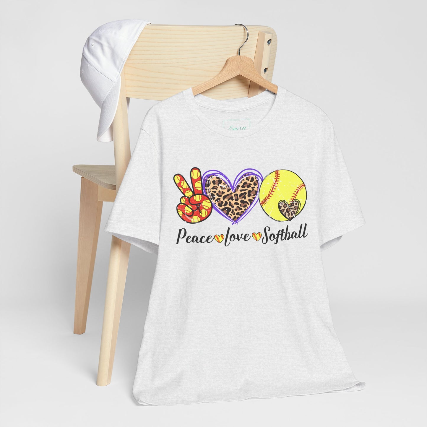 Peace Love Softball T Shirt (Light)