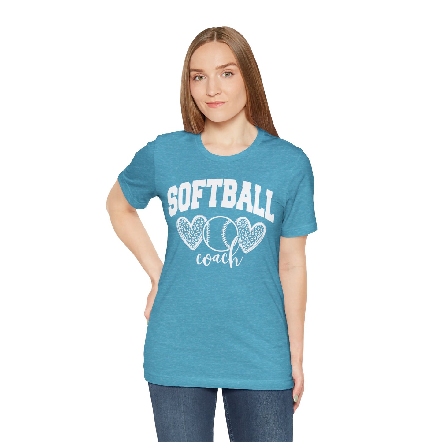 Softball Coach Hearts T Shirt (Light 2)