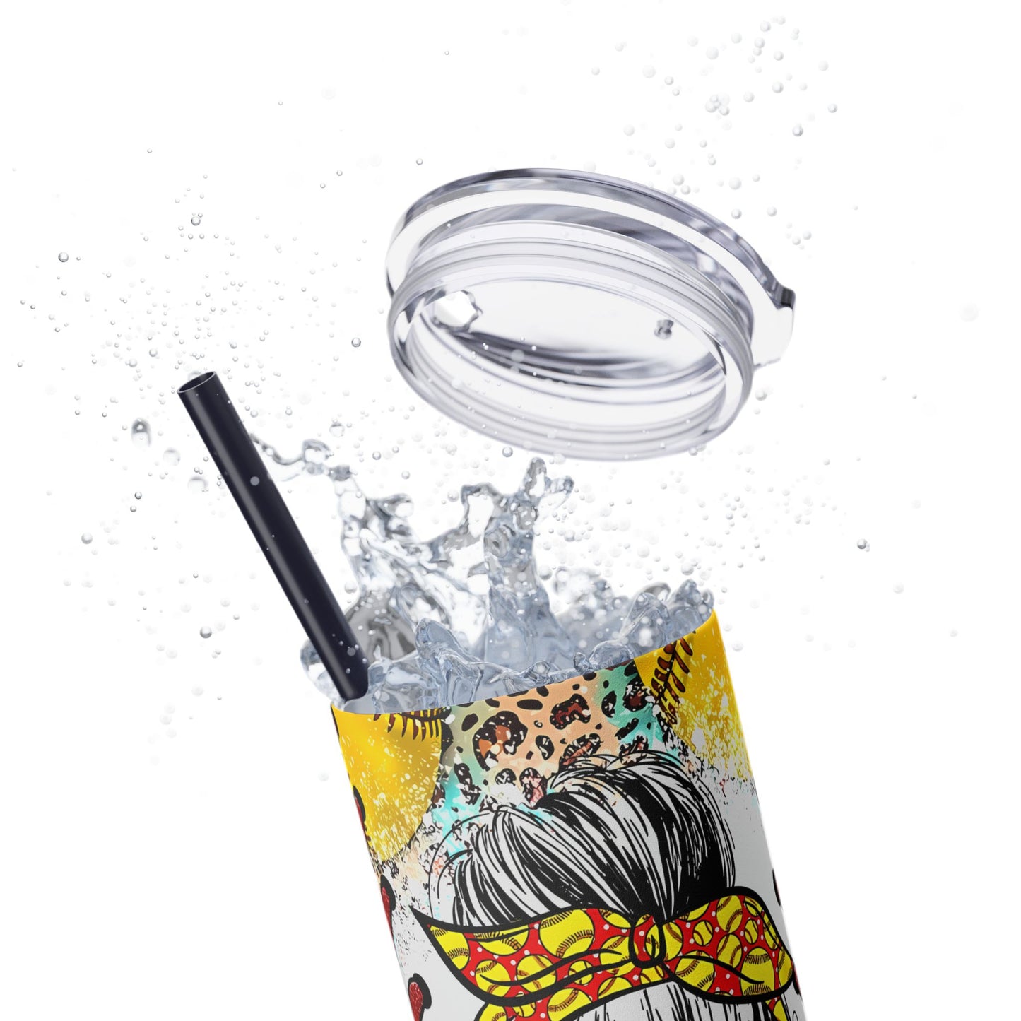 Softball Mom Skinny Tumbler with Straw, 20oz