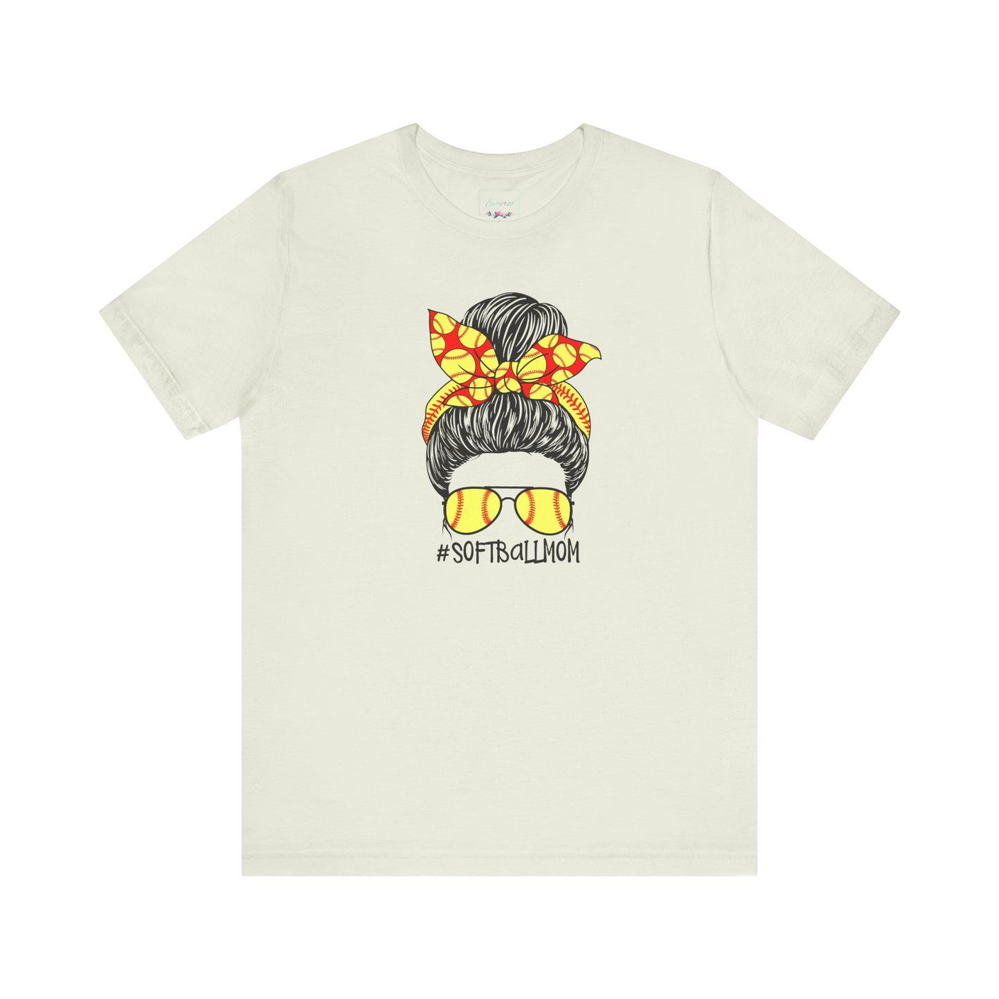 Softball Mom Messy Bun and Glasses T Shirt (Light)
