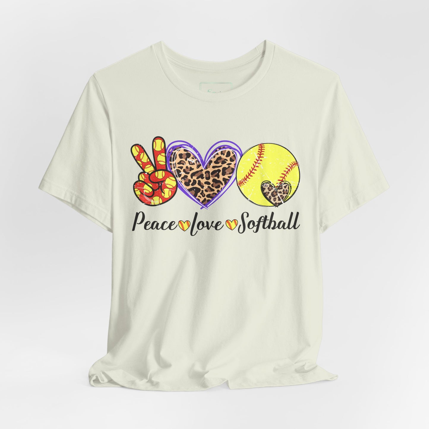 Peace Love Softball T Shirt (Light)