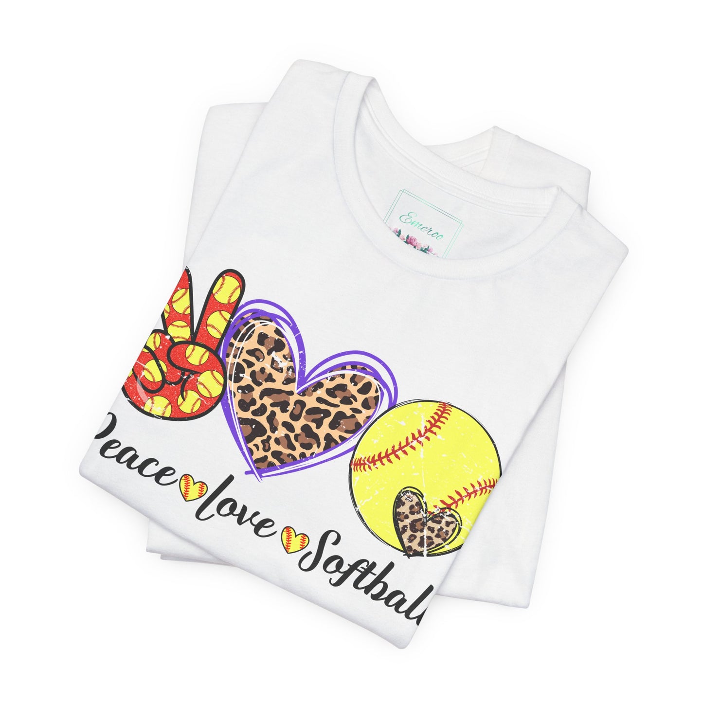 Peace Love Softball T Shirt (Light)