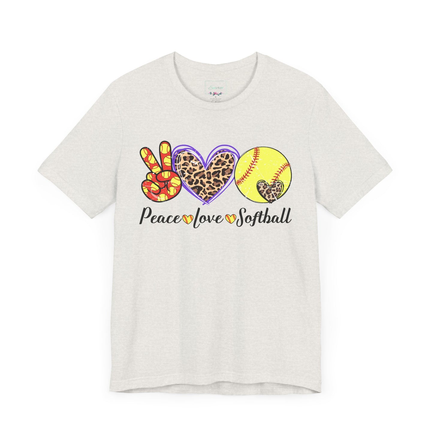 Peace Love Softball T Shirt (Light)