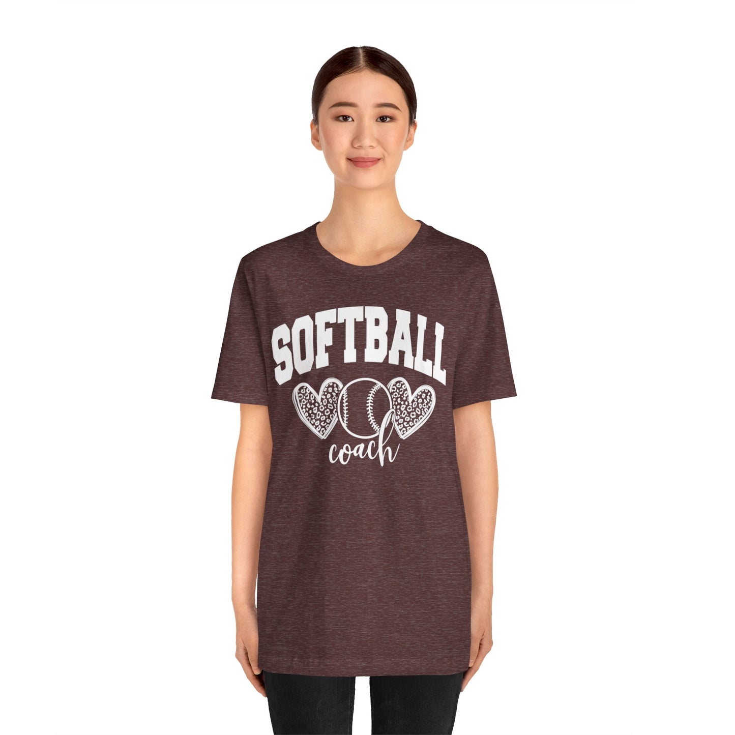 Softball Coach Hearts T Shirt (Dark 1)