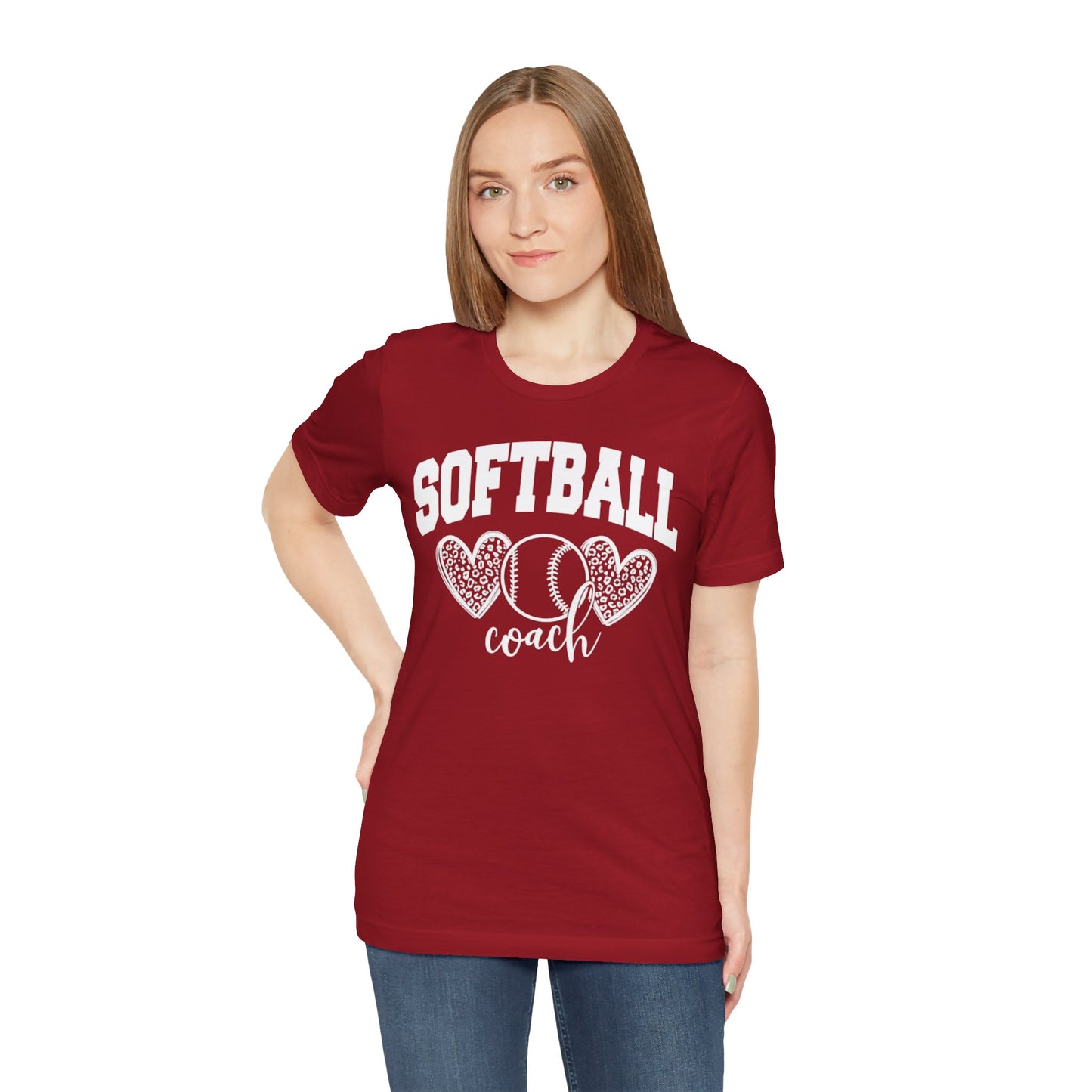 Softball Coach Hearts T Shirt (Dark 1)