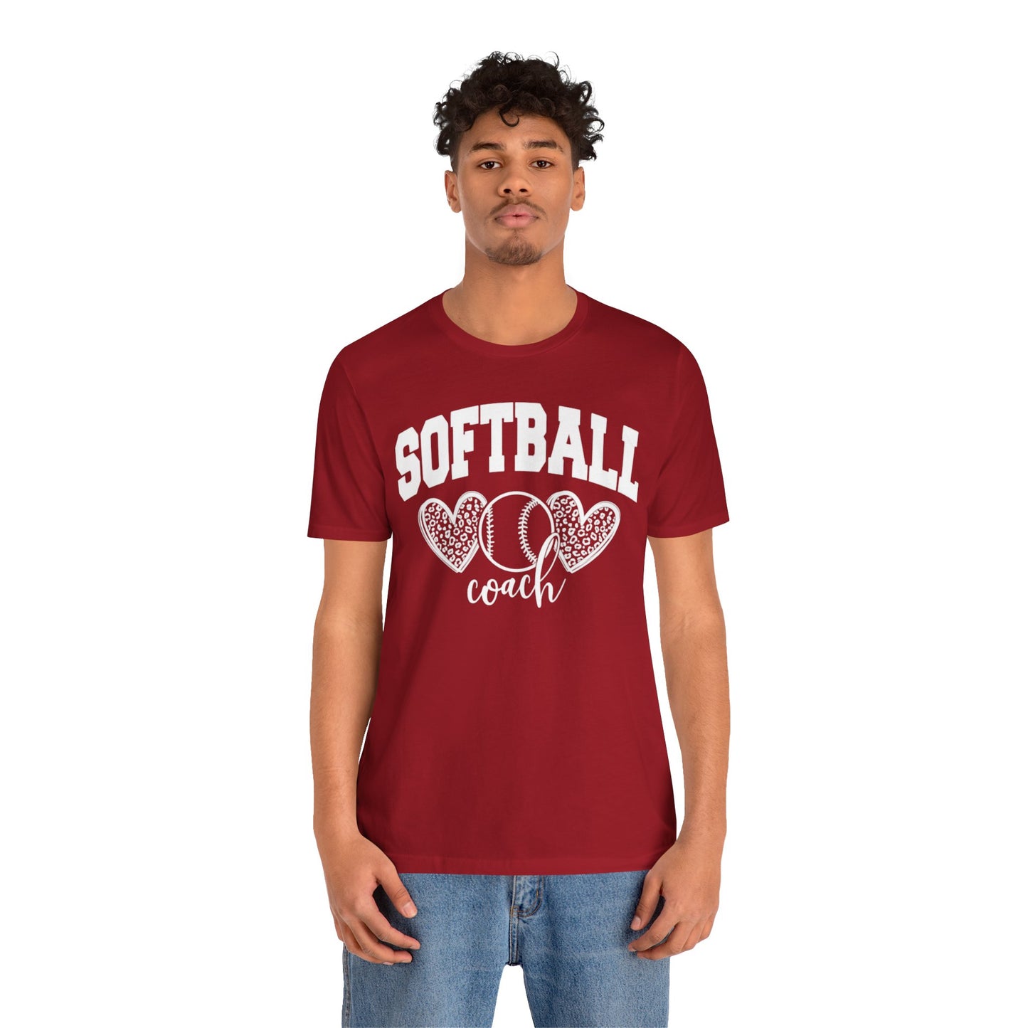 Softball Coach Hearts T Shirt (Dark 1)
