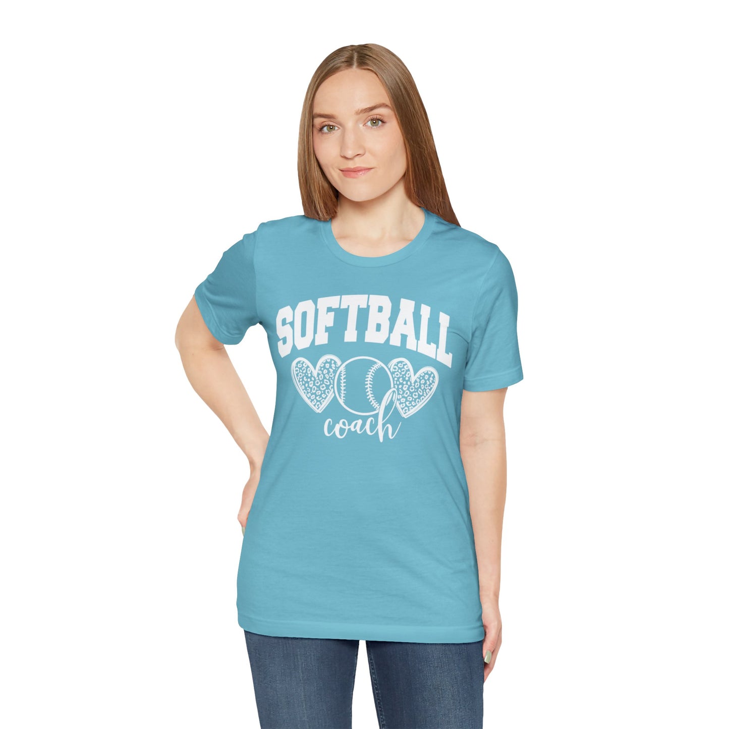 Softball Coach Hearts T Shirt (Light 2)