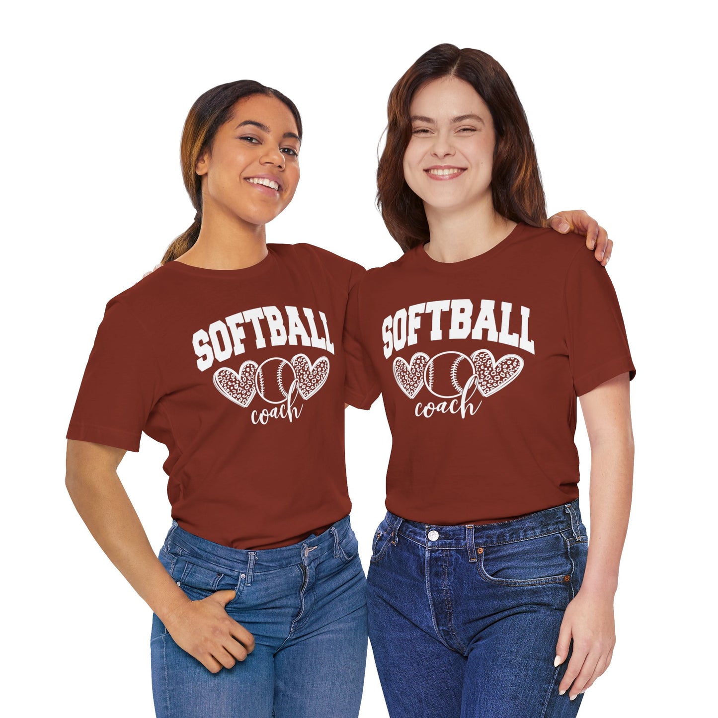 Softball Coach Hearts T Shirt (Dark 1)