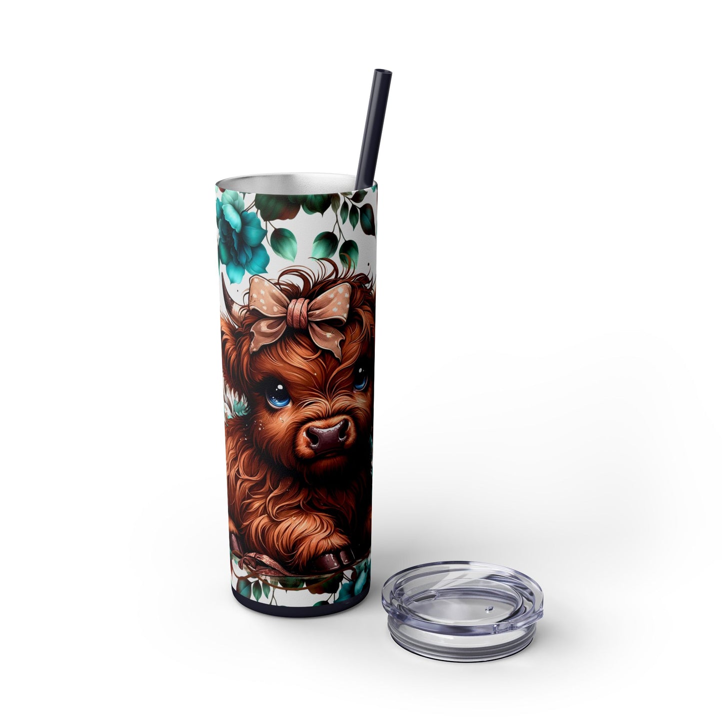 Brown highland cow Skinny Tumbler with Straw, 20oz