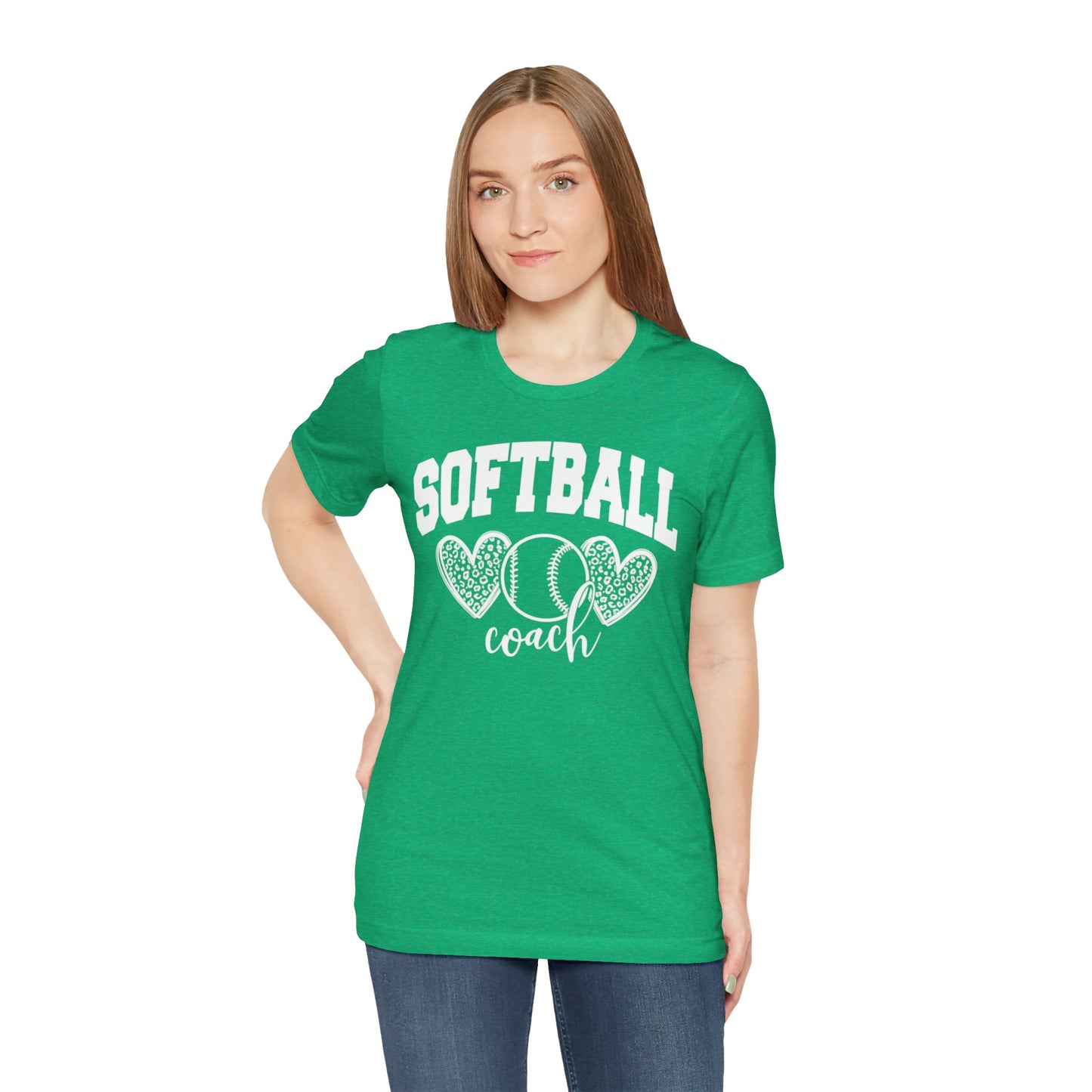 Softball Coach Hearts T Shirt (Light 2)