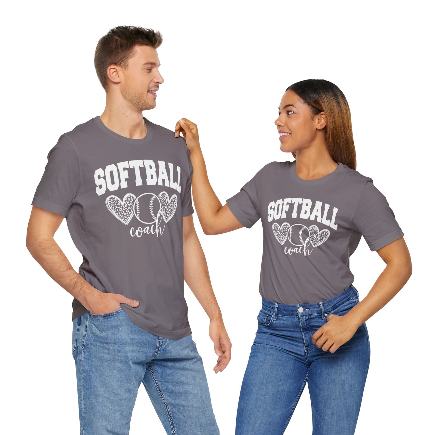 Softball Coach Hearts T Shirt (Dark 1)
