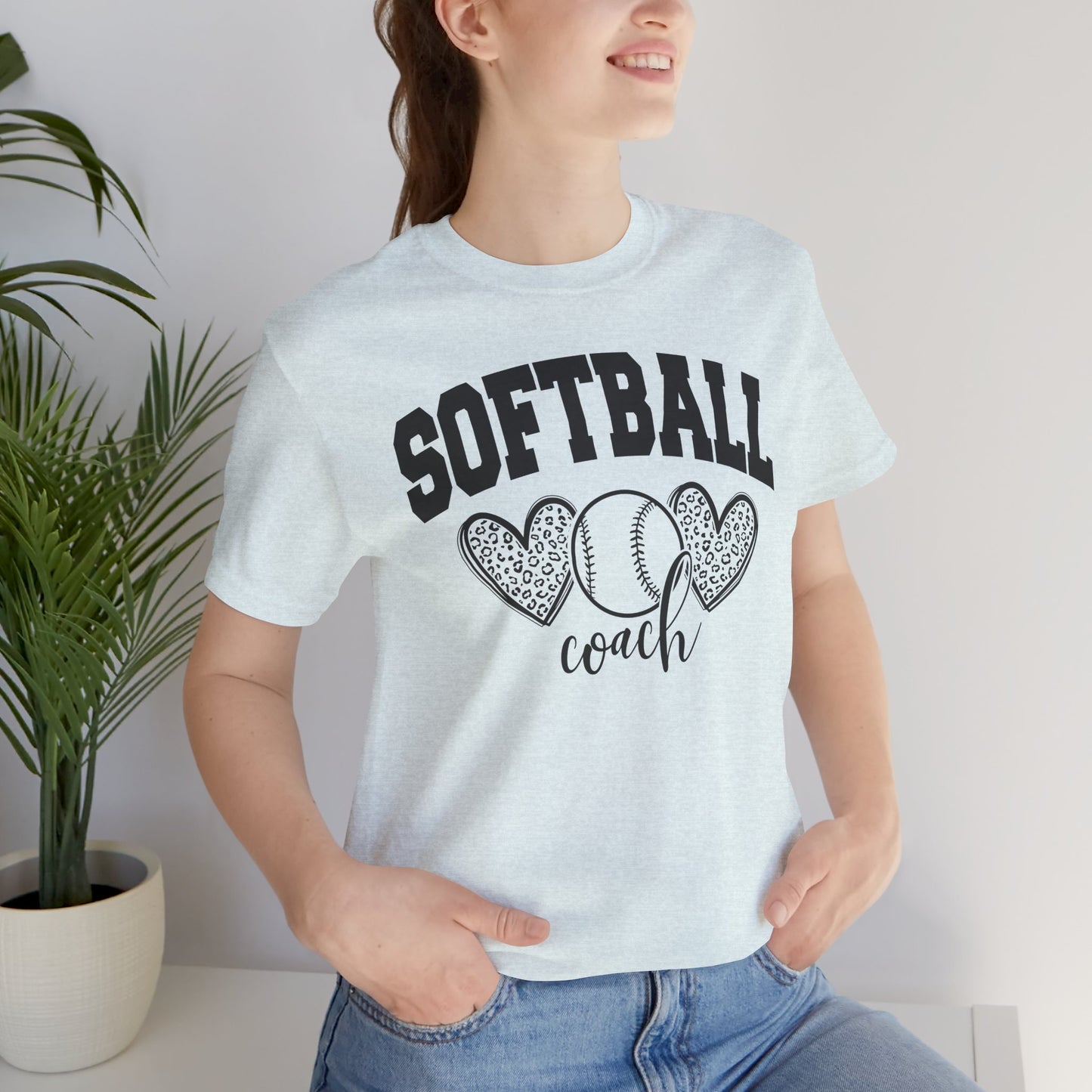 Softball Coach Hearts T Shirt (Light)