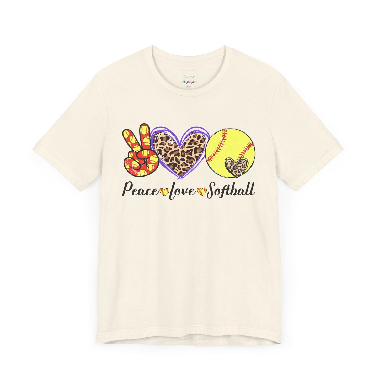 Peace Love Softball T Shirt (Light)
