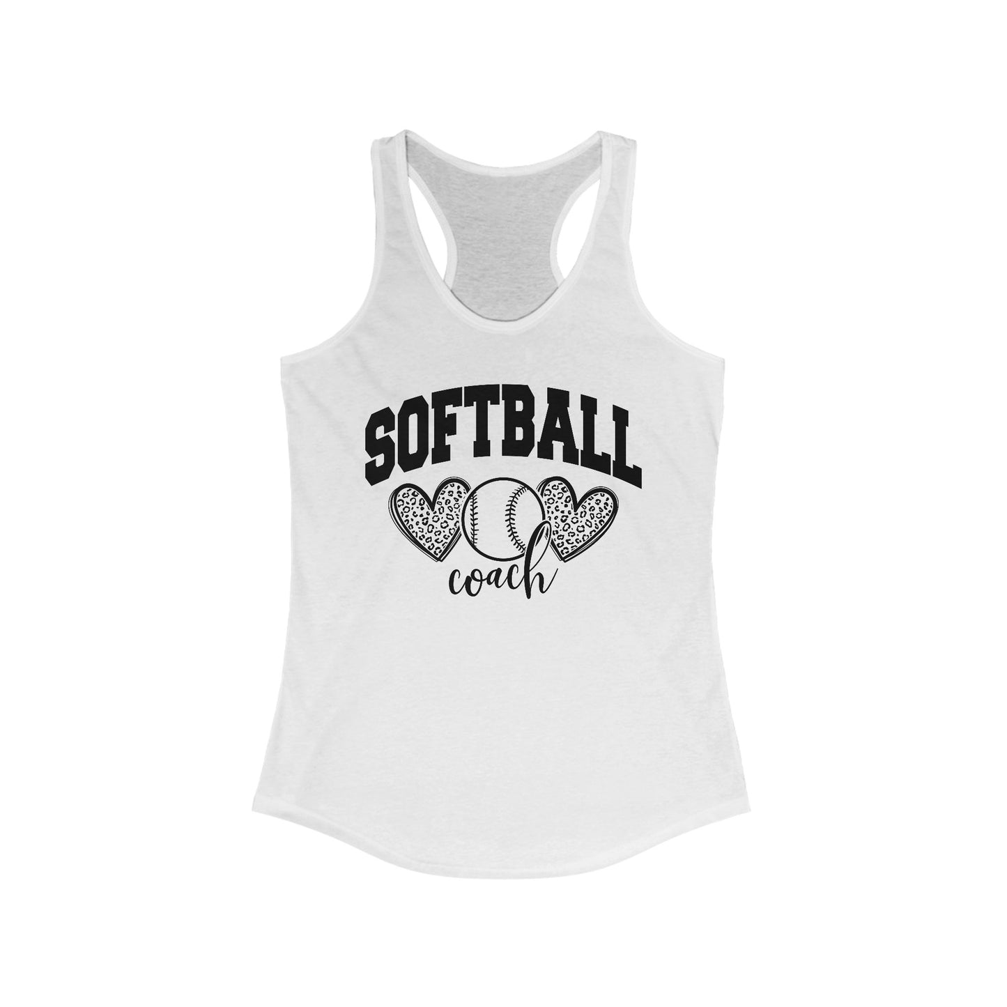 Women's Racerback Tank Softball Coach Hearts Baseball (Black)