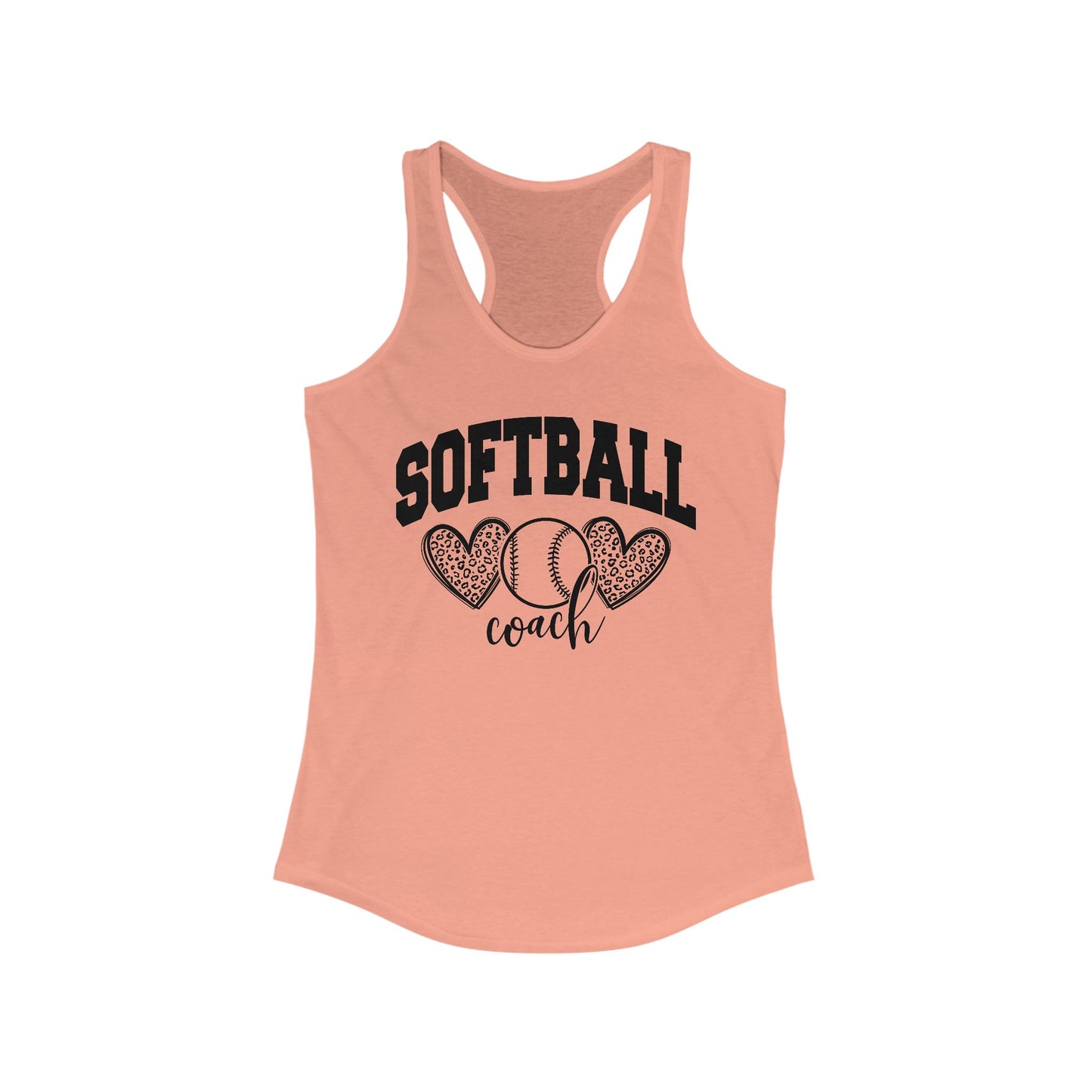 Women's Racerback Tank Softball Coach Hearts Baseball (Black)