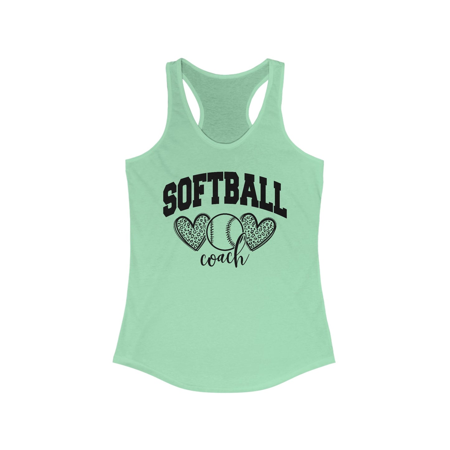Women's Racerback Tank Softball Coach Hearts Baseball (Black)