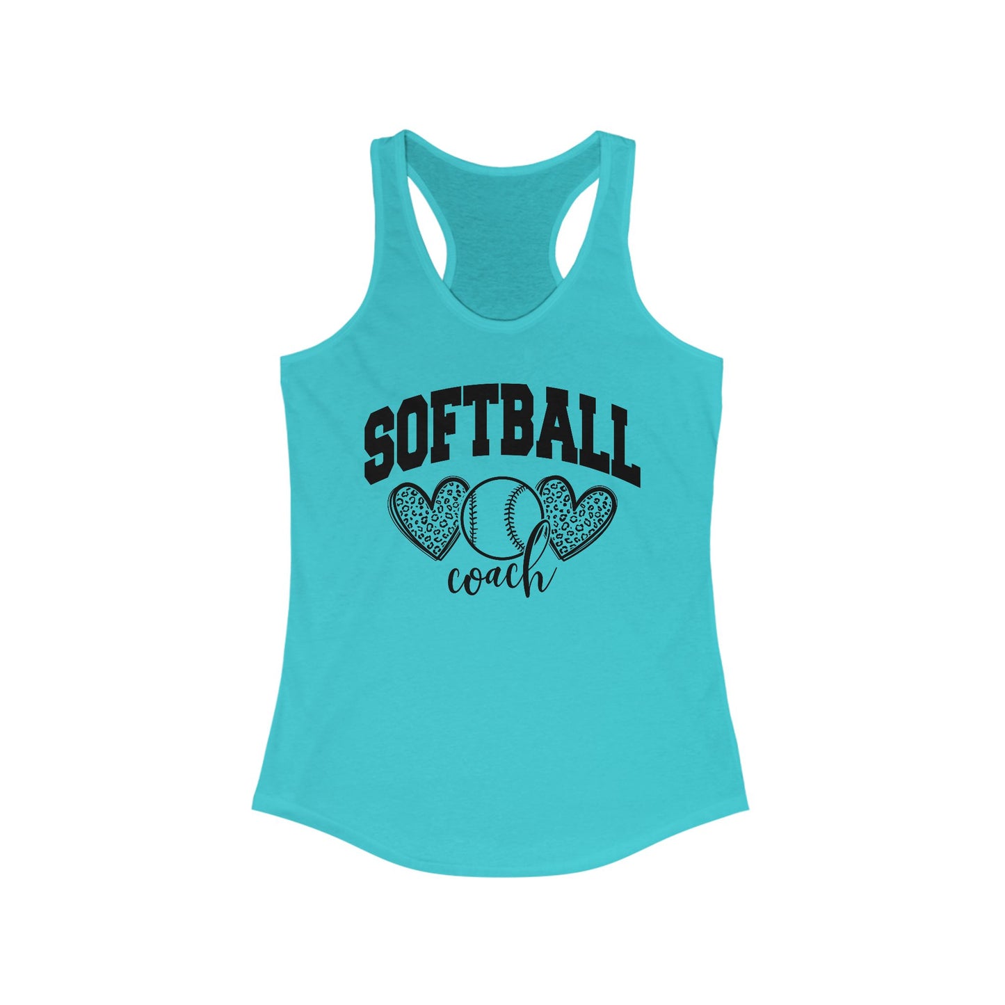 Women's Racerback Tank Softball Coach Hearts Baseball (Black)