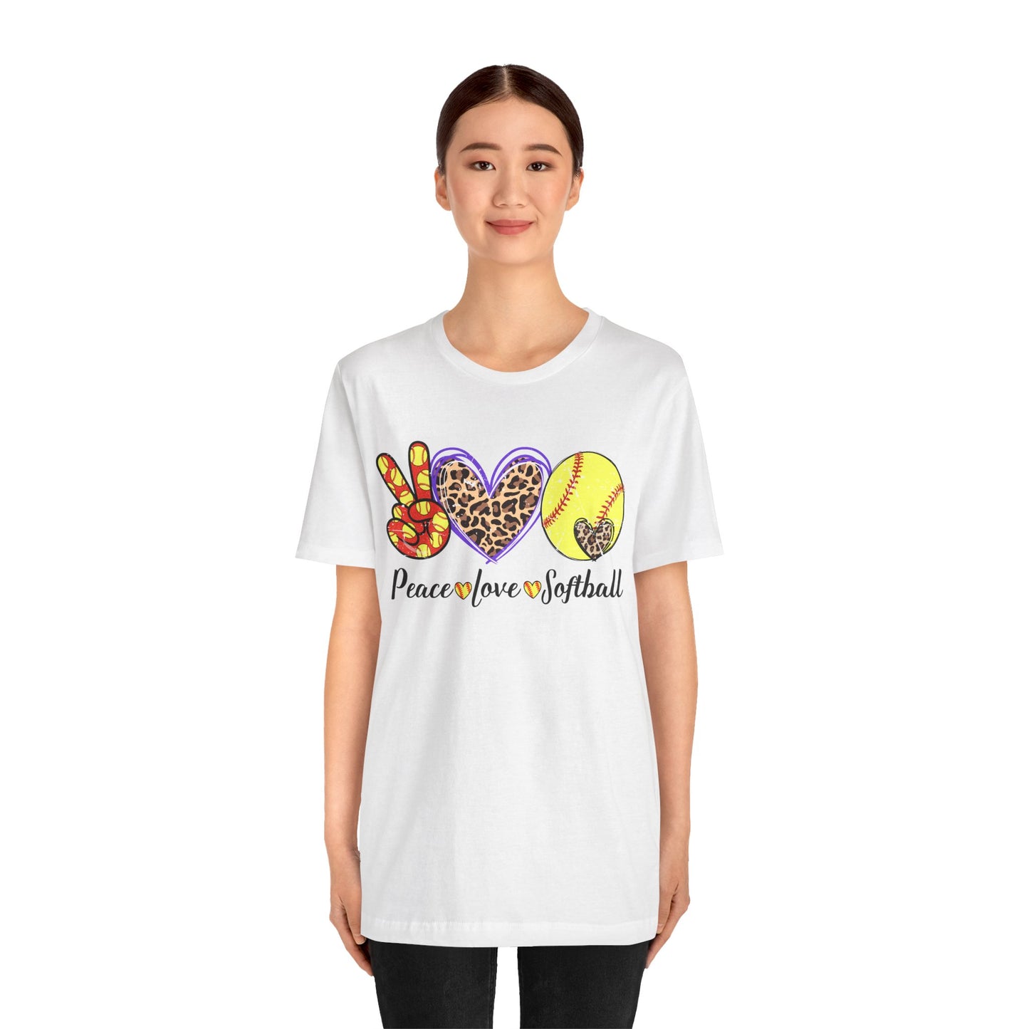 Peace Love Softball T Shirt (Light)