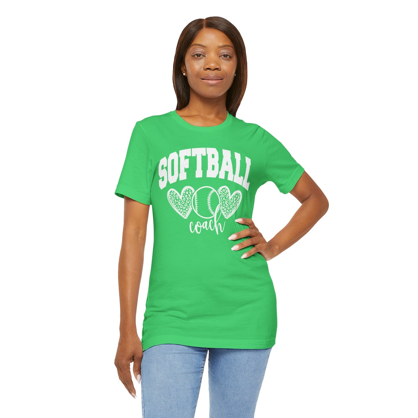 Softball Coach Hearts T Shirt (Light 2)