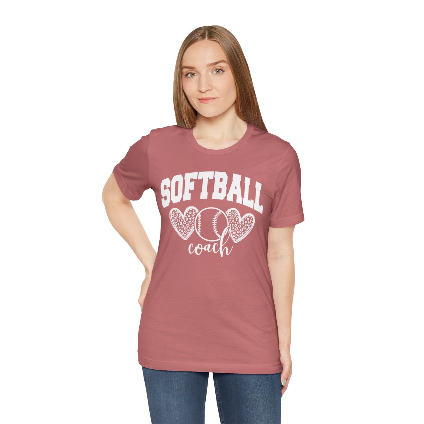 Softball Coach Hearts T Shirt (Dark 1)