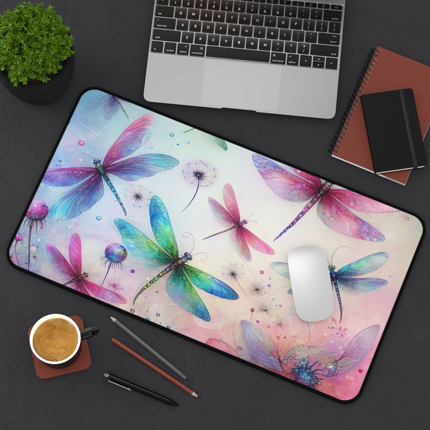 Watercolor dragonfly Desk Mat