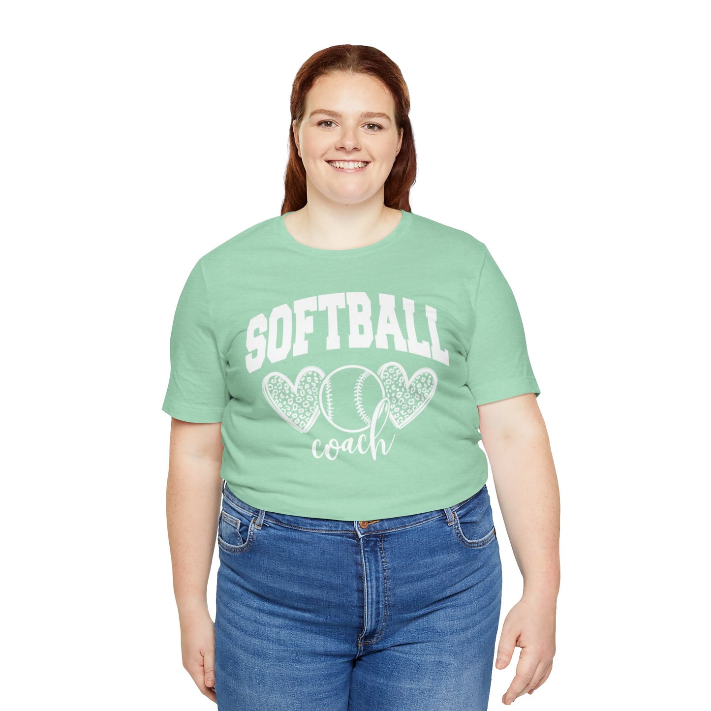 Softball Coach Hearts T Shirt (Light 2)