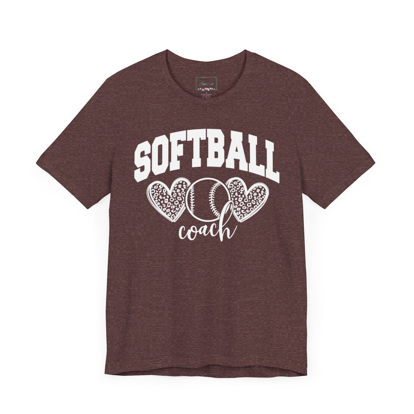 Softball Coach Hearts T Shirt (Dark 1)