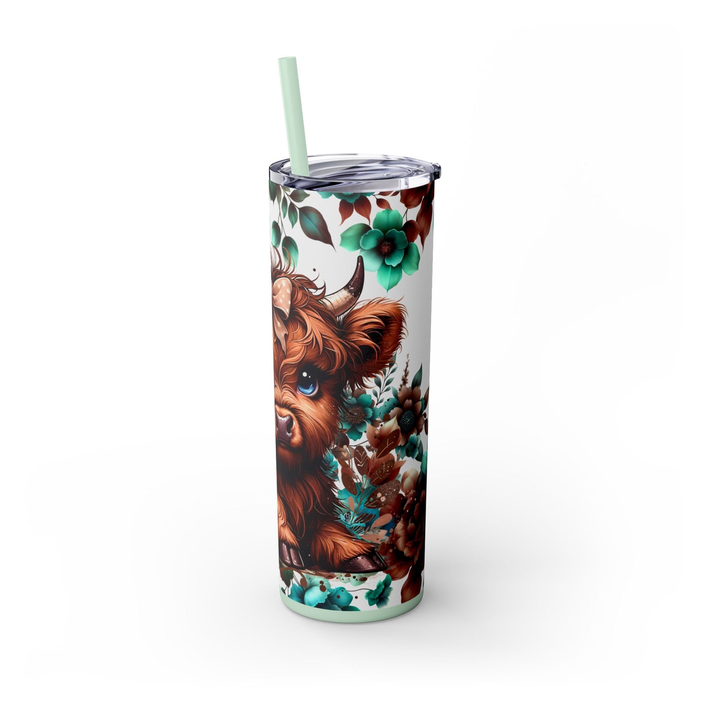 Brown highland cow Skinny Tumbler with Straw, 20oz