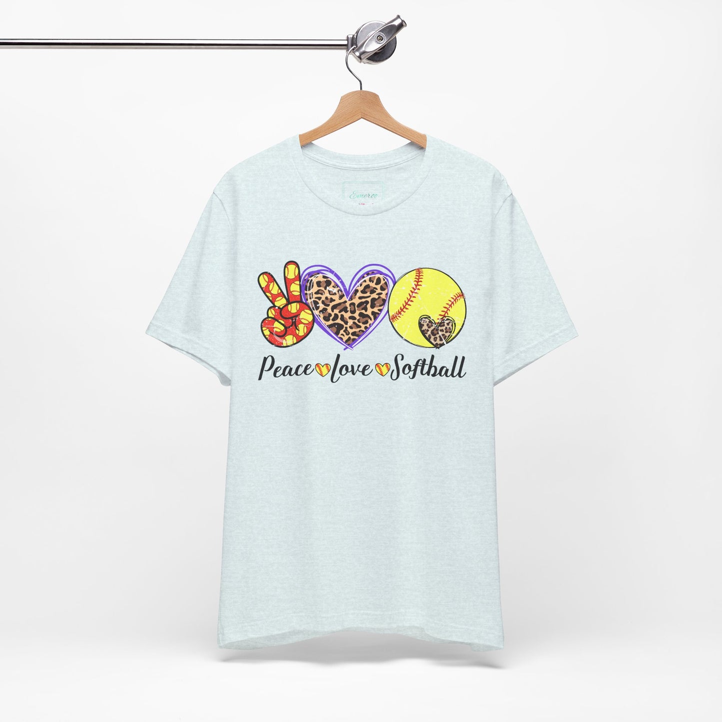 Peace Love Softball T Shirt (Light)