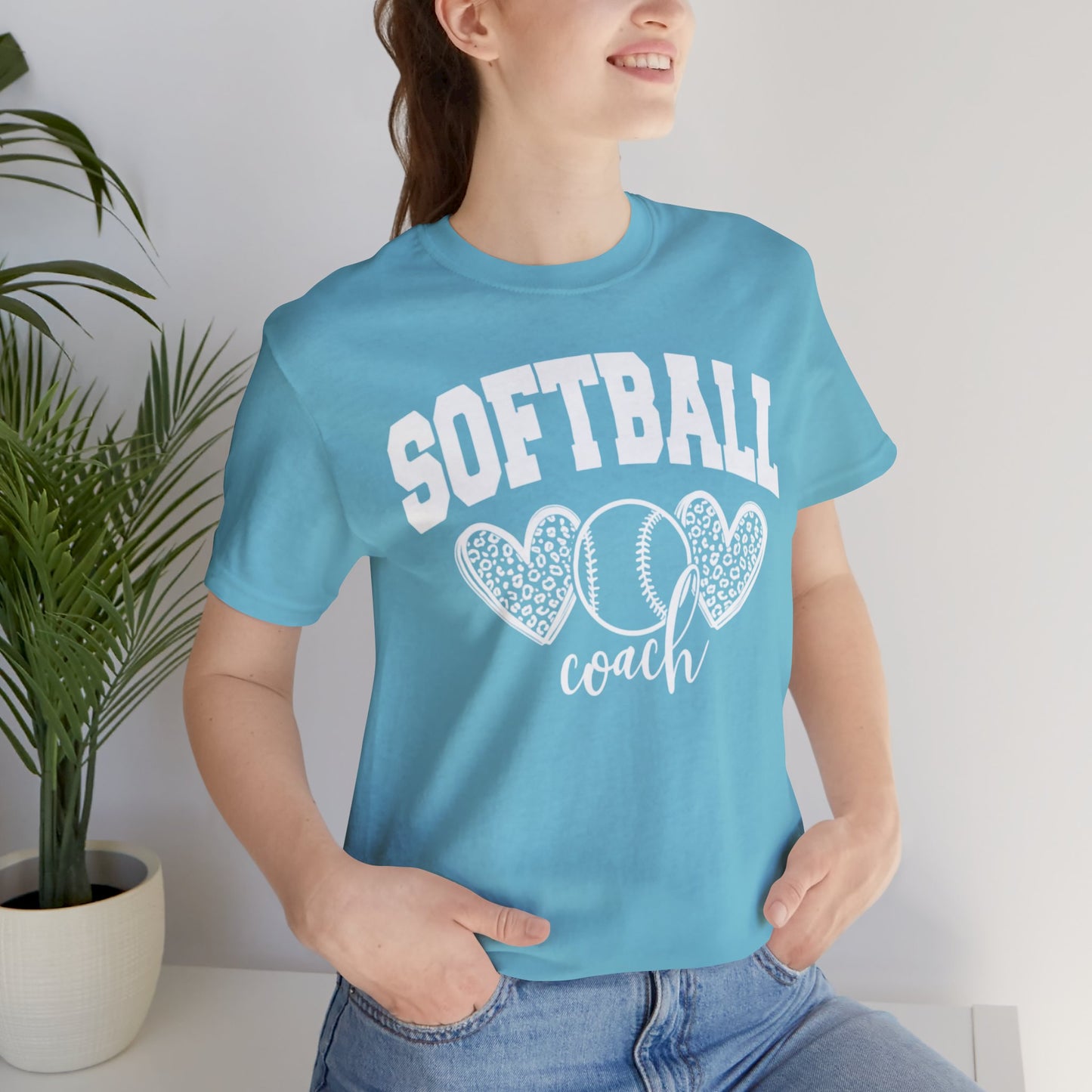 Softball Coach Hearts T Shirt (Light 2)