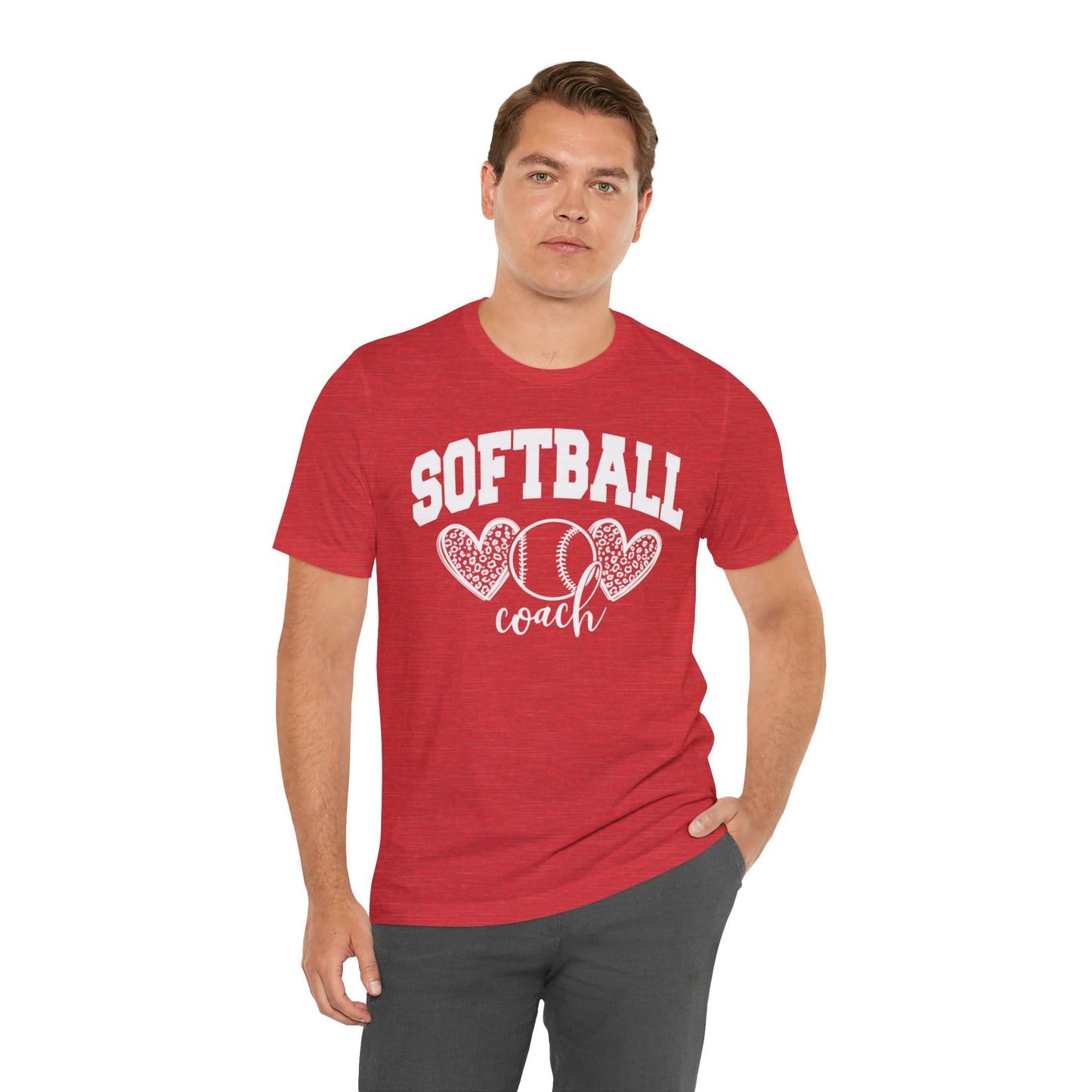 Softball Coach Hearts T Shirt (Dark 1)