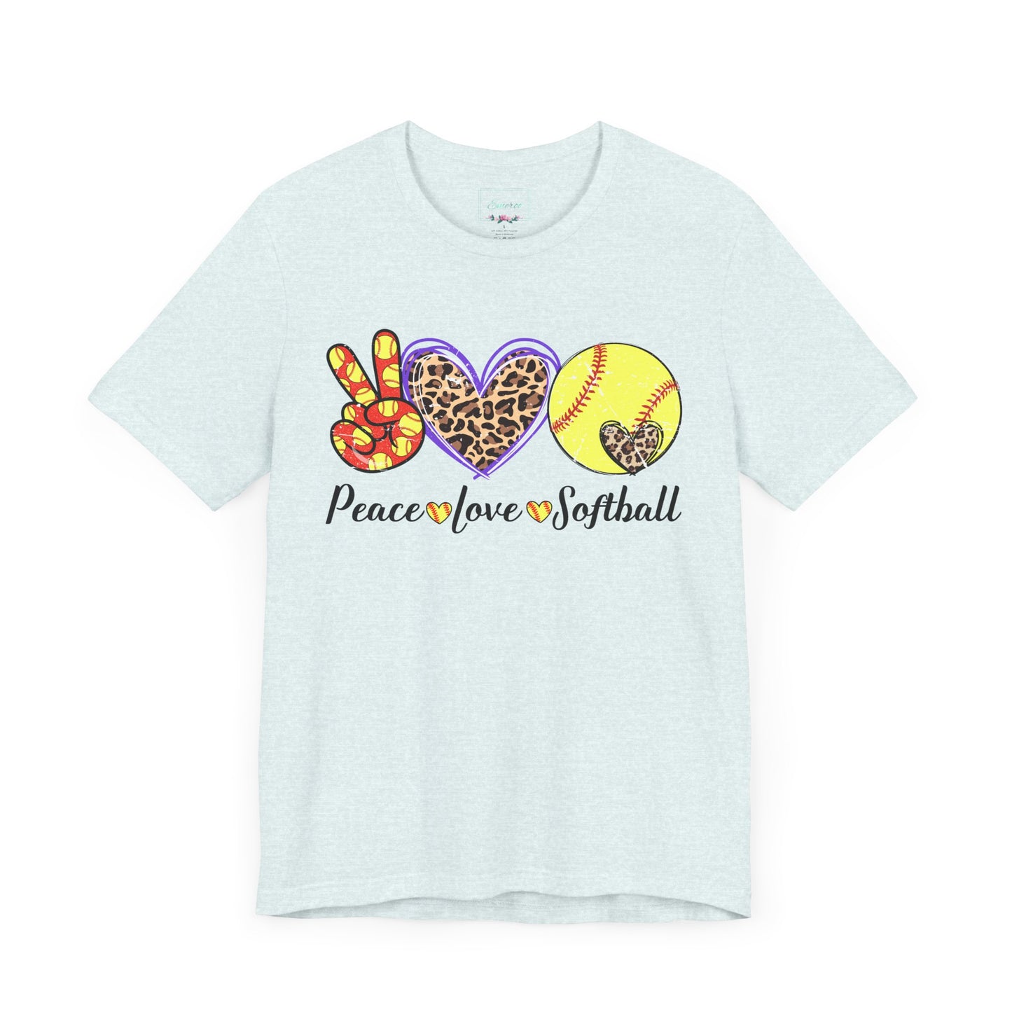 Peace Love Softball T Shirt (Light)