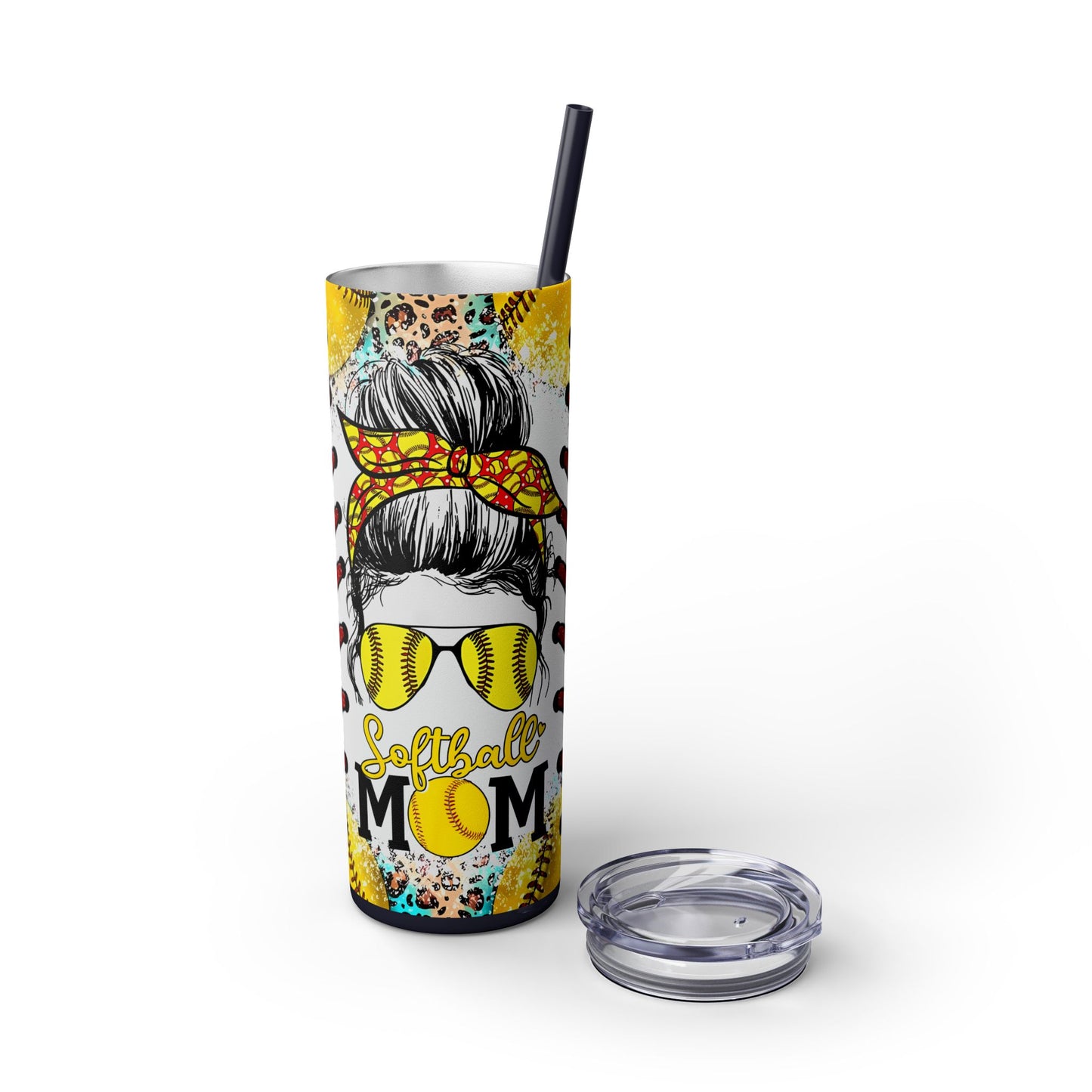 Softball Mom Skinny Tumbler with Straw, 20oz