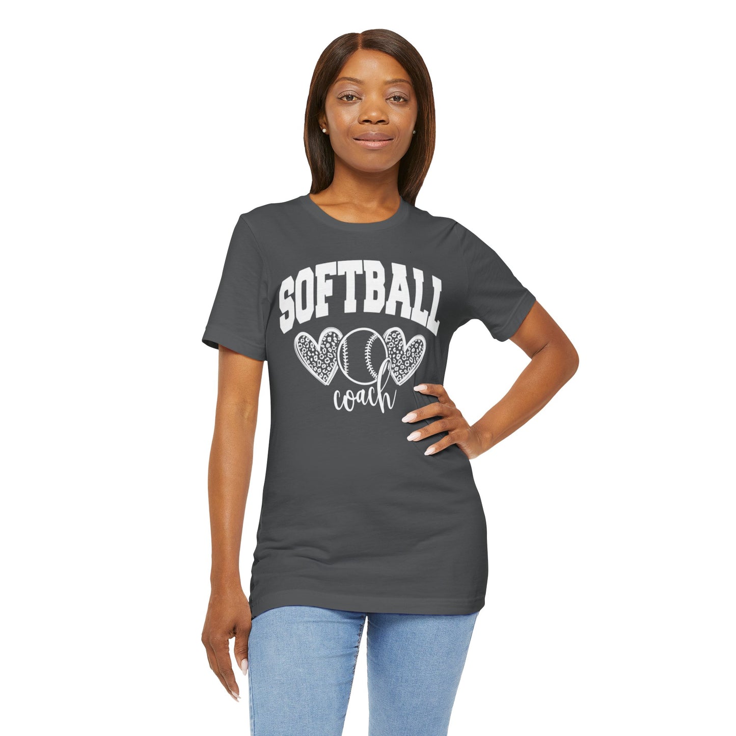 Softball Coach Hearts T Shirt (Dark 1)