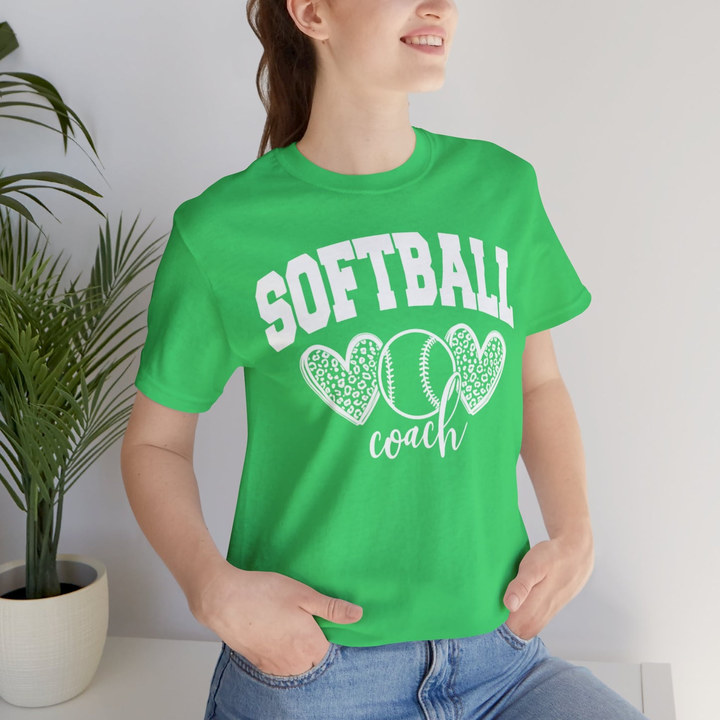 Softball Coach Hearts T Shirt (Light 2)