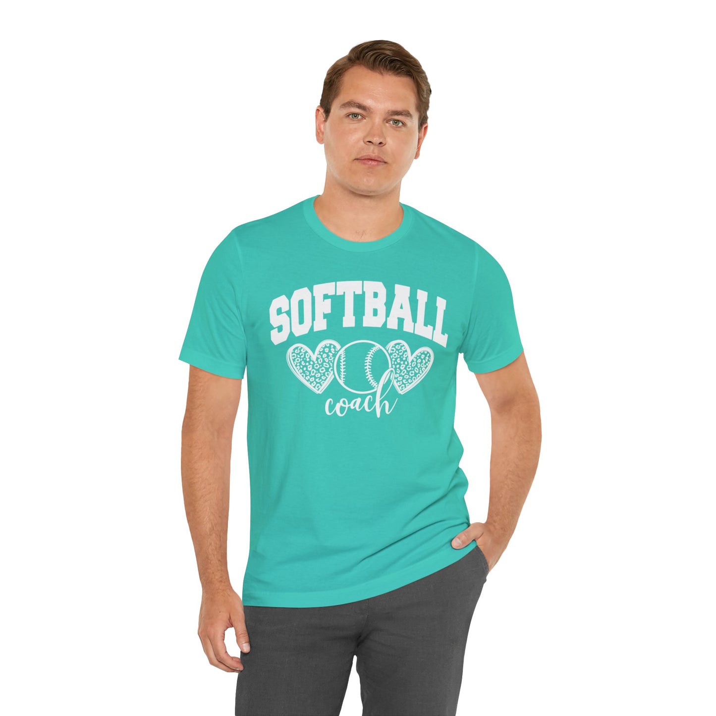 Softball Coach Hearts T Shirt (Light 2)