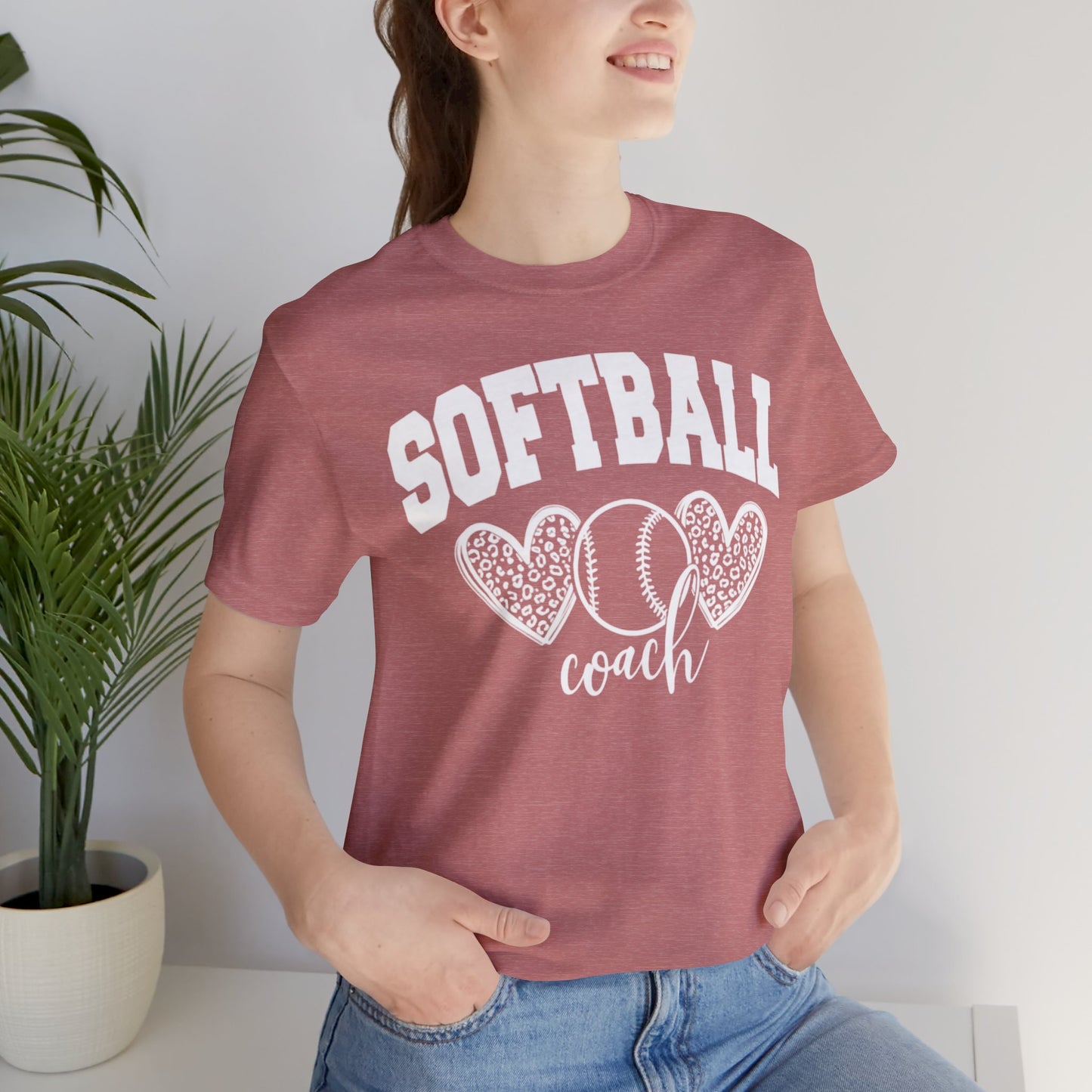 Softball Coach Hearts T Shirt (Light 2)