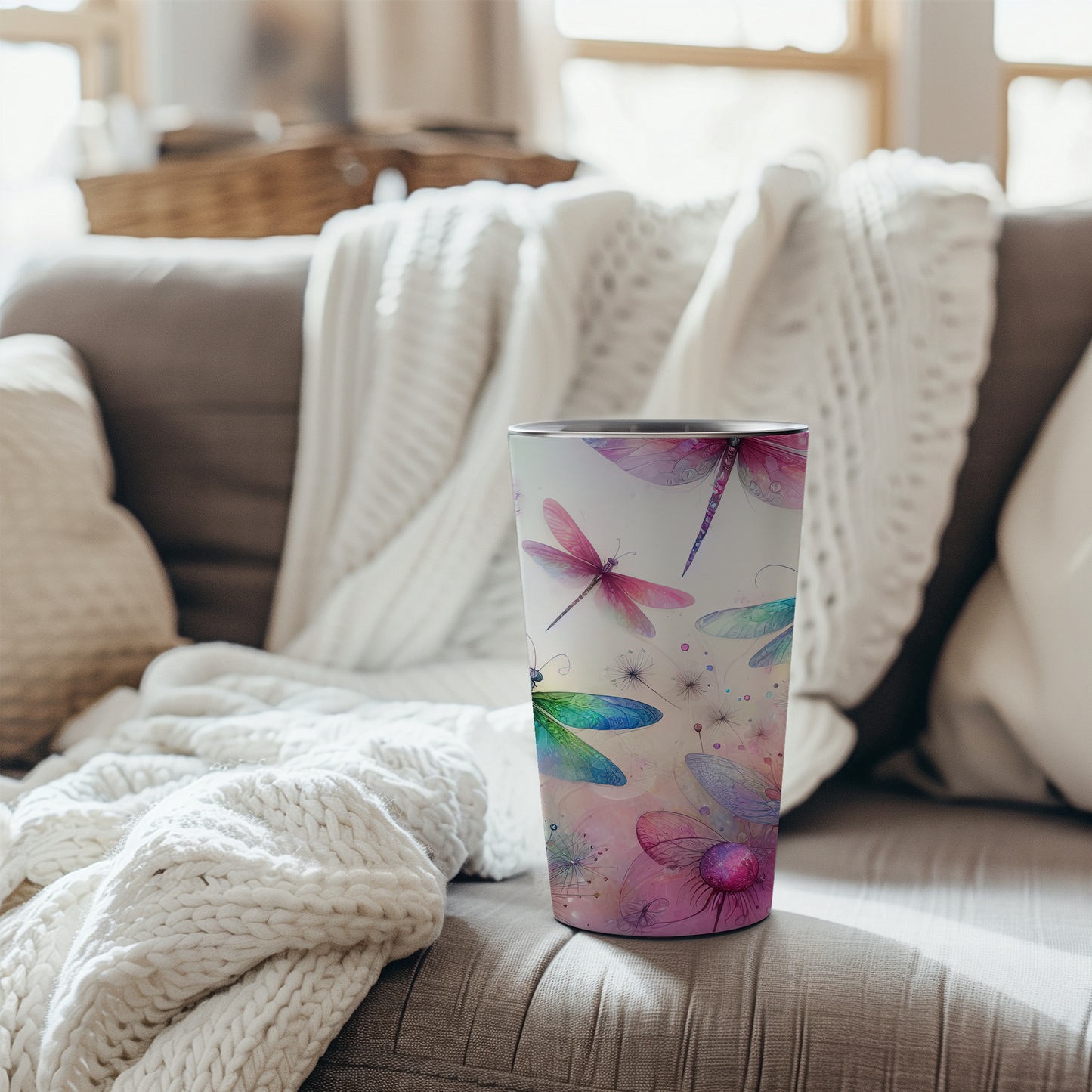 Colorful Watercolor Dragonflies Tumbler 20oz