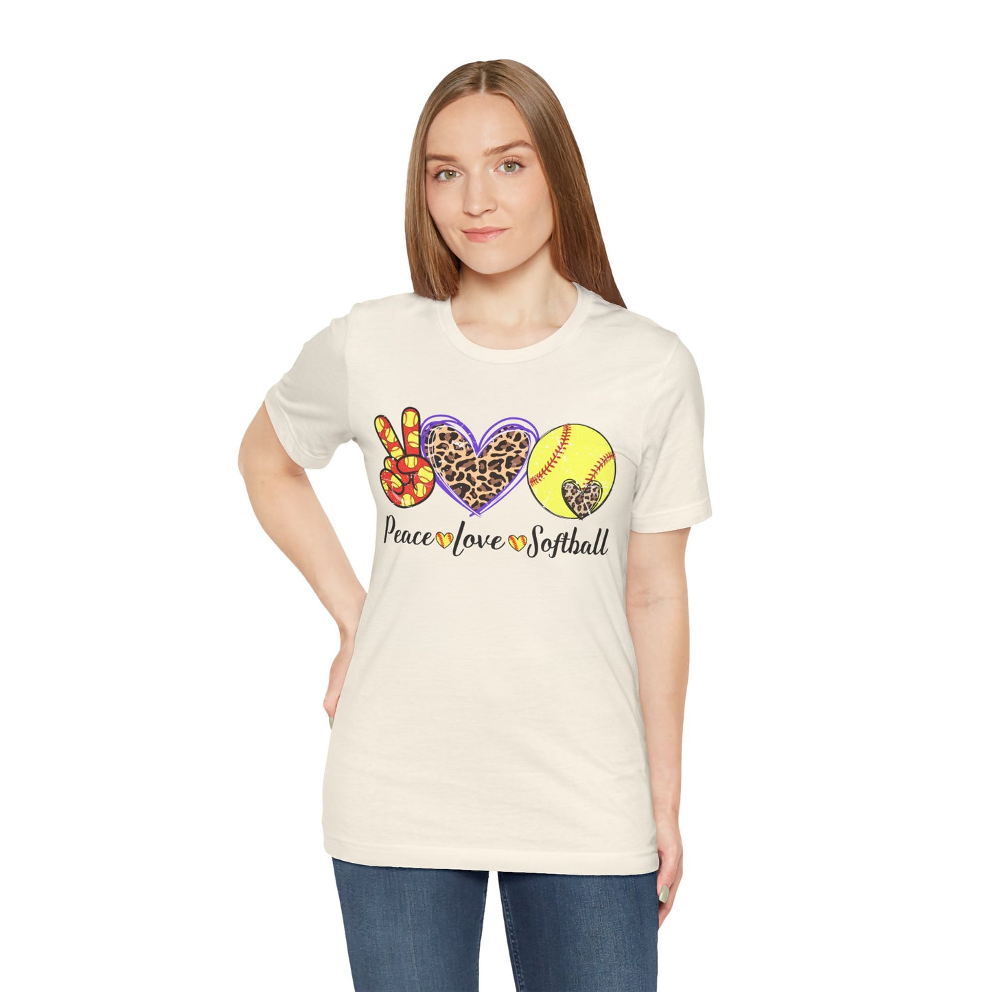 Peace Love Softball T Shirt (Light)
