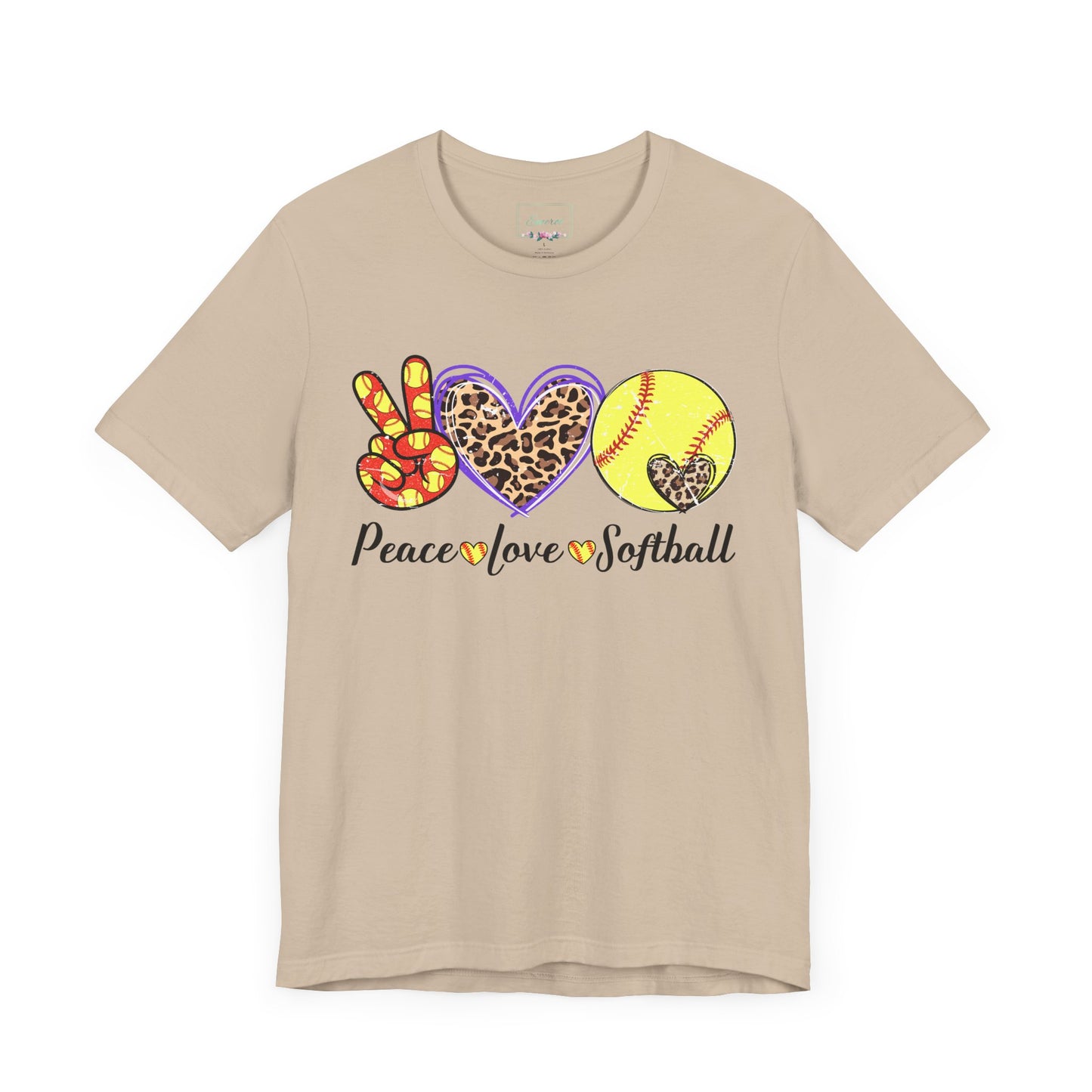 Peace Love Softball T Shirt (Light)