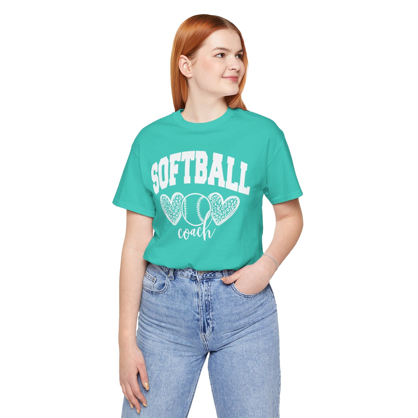 Softball Coach Hearts T Shirt (Light 2)