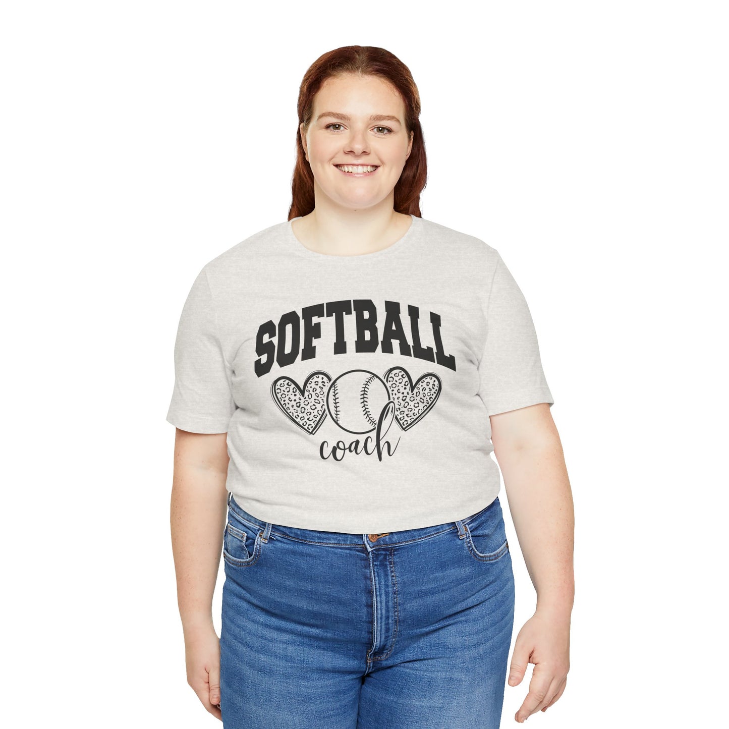 Softball Coach Hearts T Shirt (Light)