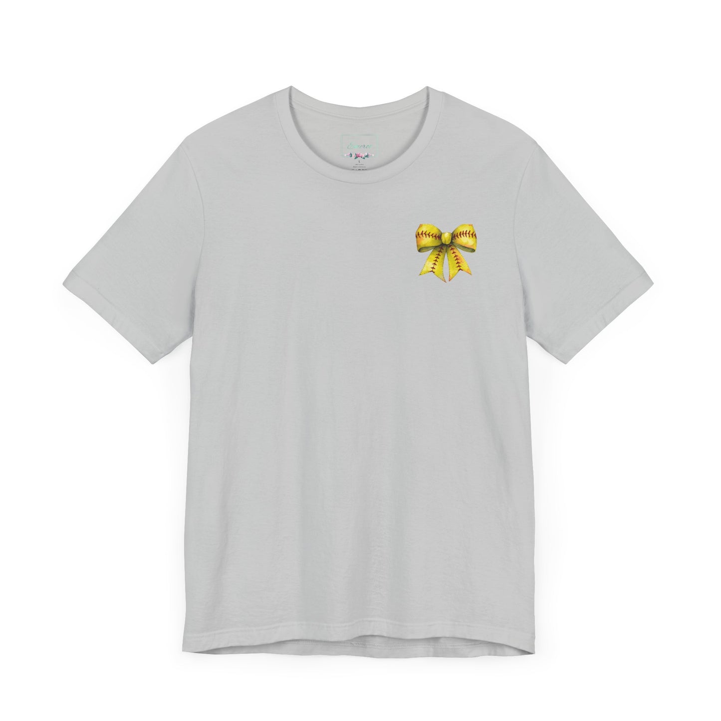 Coquette Bow Front Softball Mom Rear T Shirt (Light)