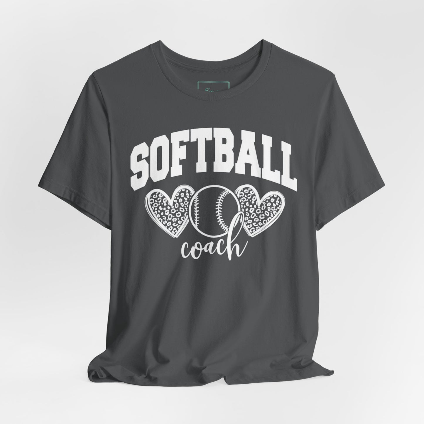 Softball Coach Hearts T Shirt (Dark 1)