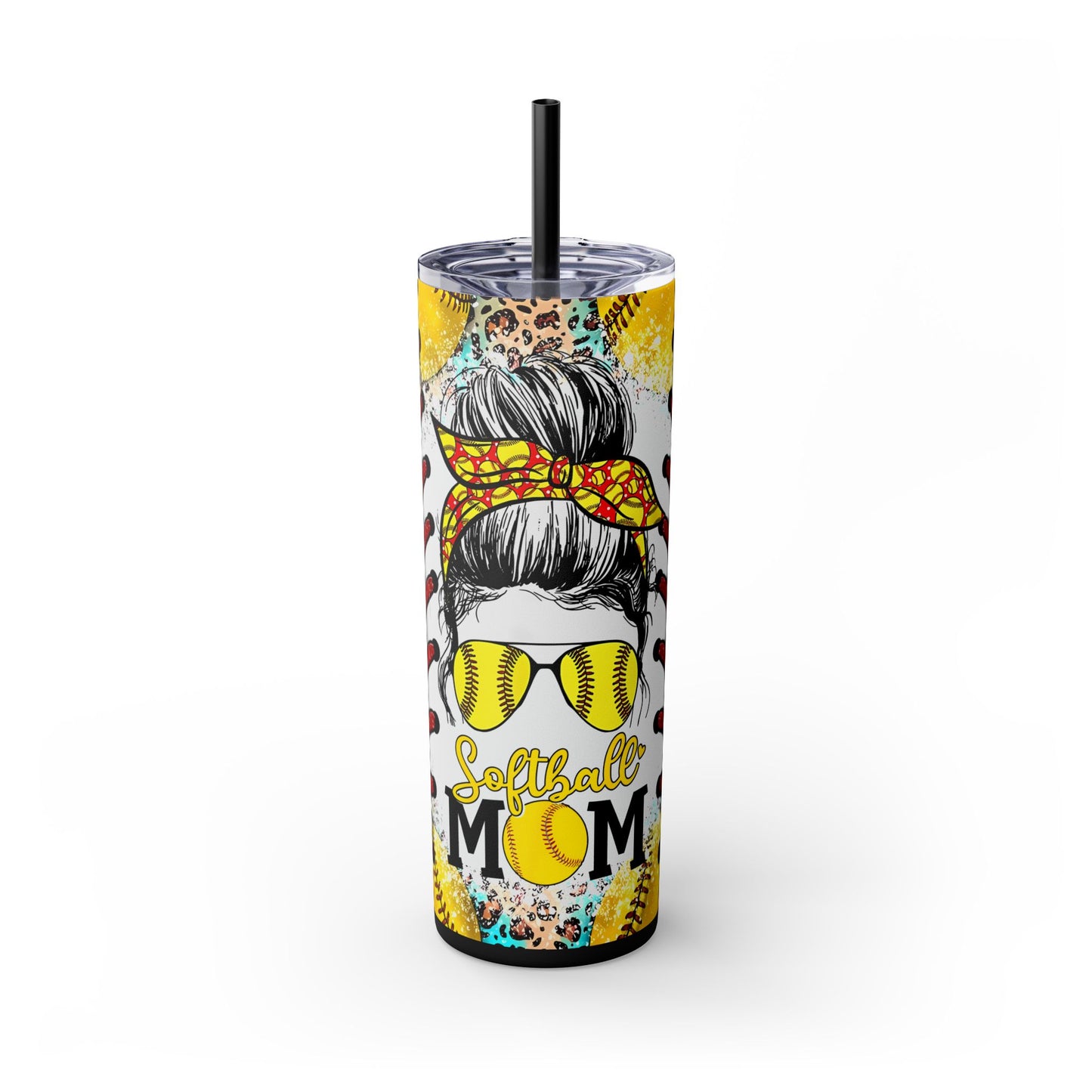 Softball Mom Skinny Tumbler with Straw, 20oz