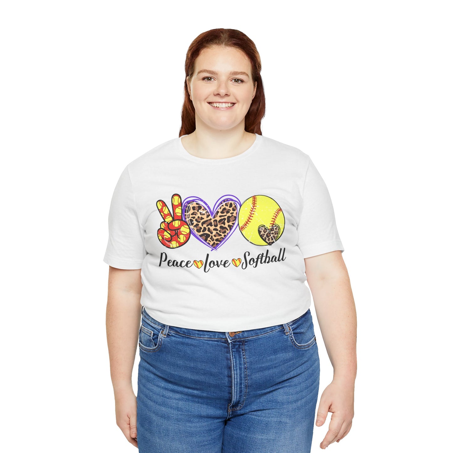 Peace Love Softball T Shirt (Light)