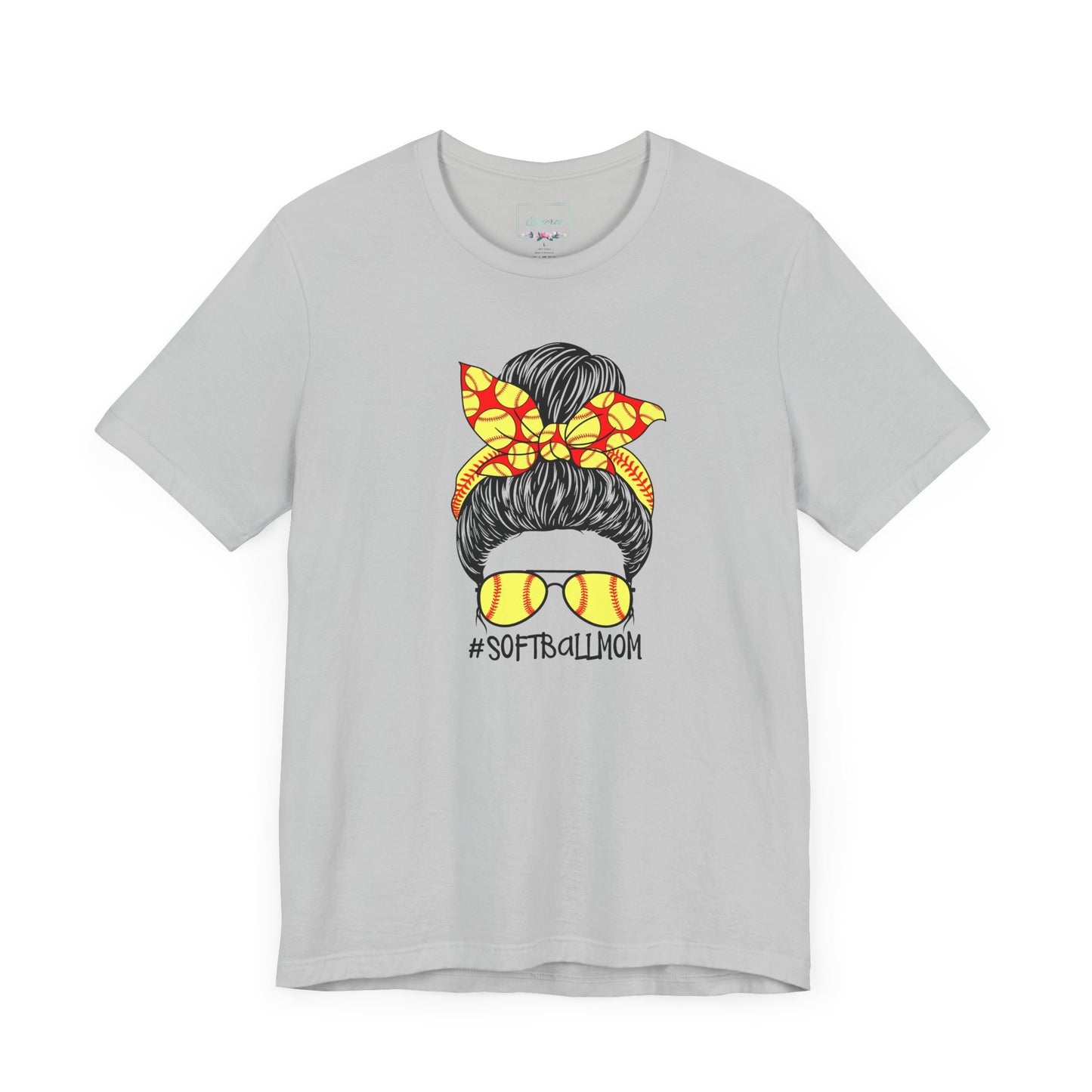 Softball Mom Messy Bun and Glasses T Shirt (Light)